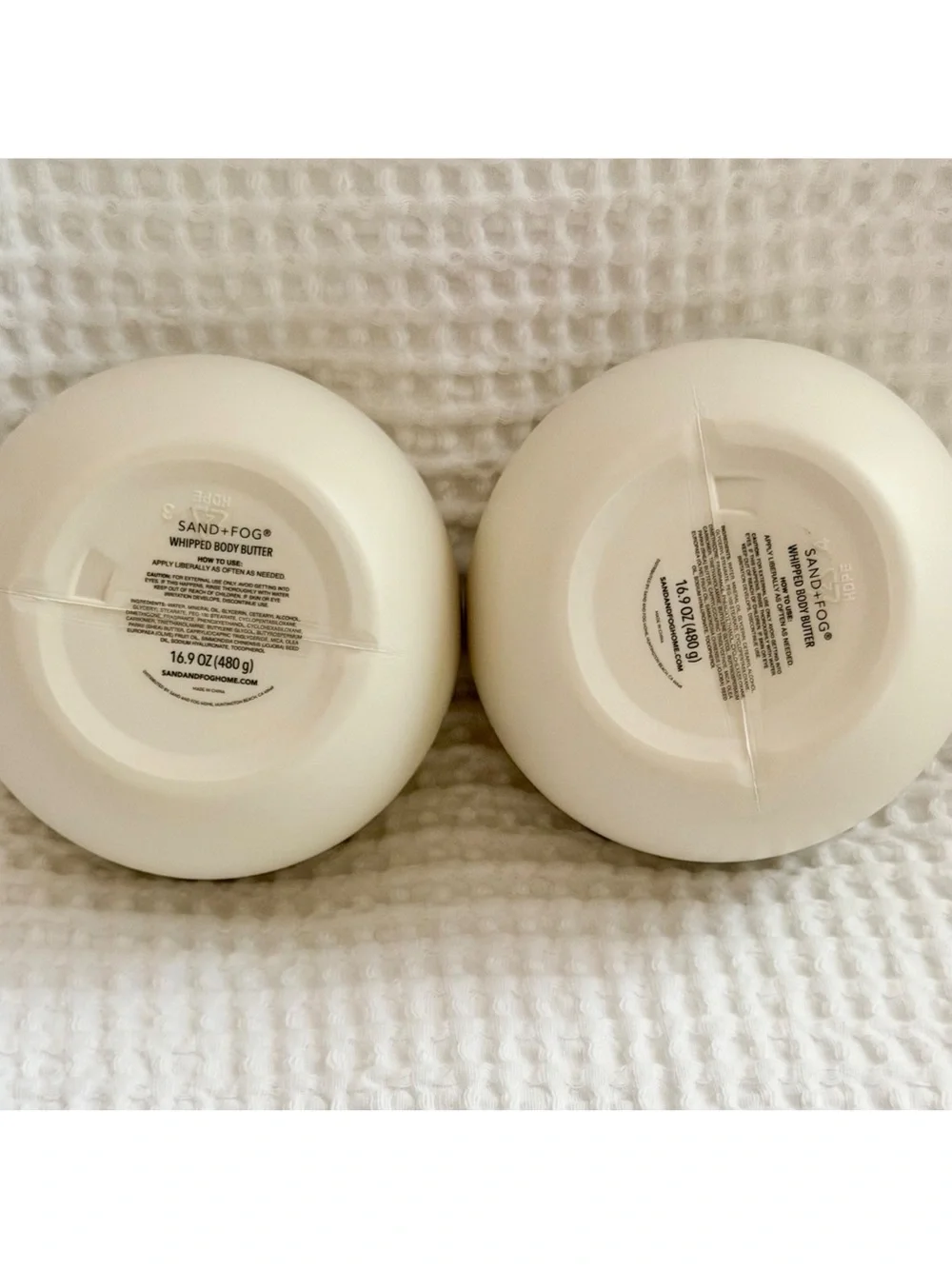 Sand + Fog Vanilla Sugar Whipped Body Butter Set Of 2 16.9oz Jumbo Size Gourmand